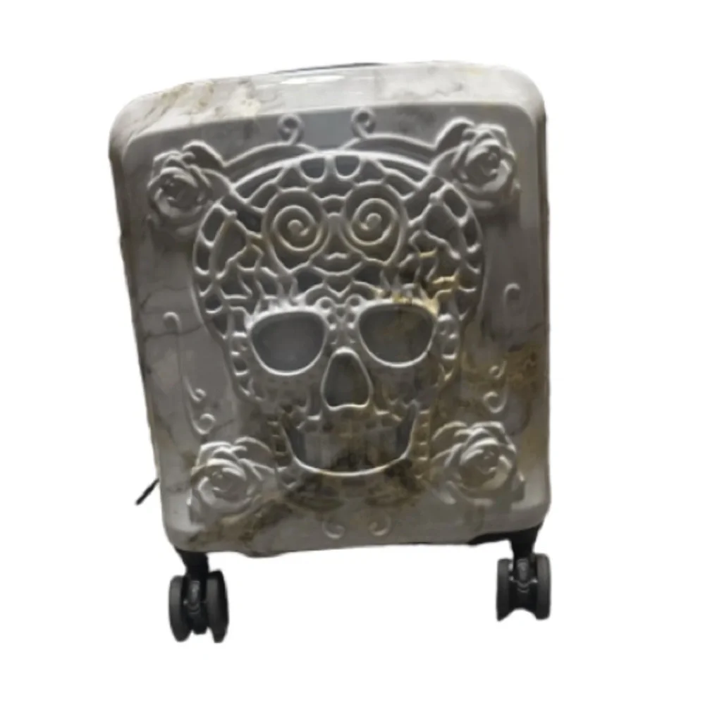 IT Luggage Skull 3D Embossed marbelized Hardside Spinner carryon Suitcase - Picture 2 of 11